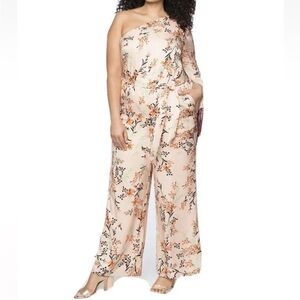 Eloquii one-shoulder jumpsuit floral